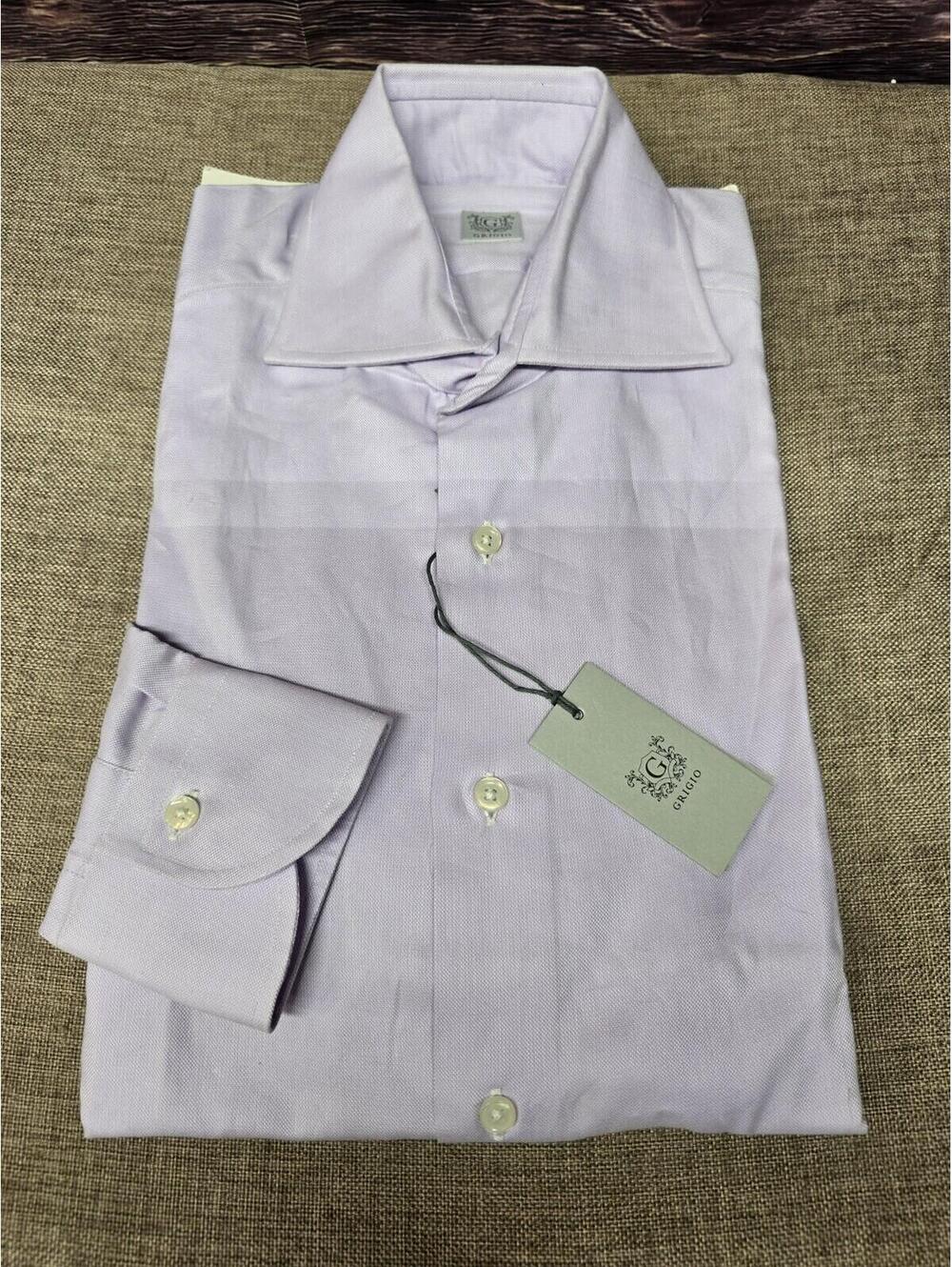 GRIGIO -  LAVENDER LONG-SLEEVE COTTON SHIRT - MENS 37, 14 1/2